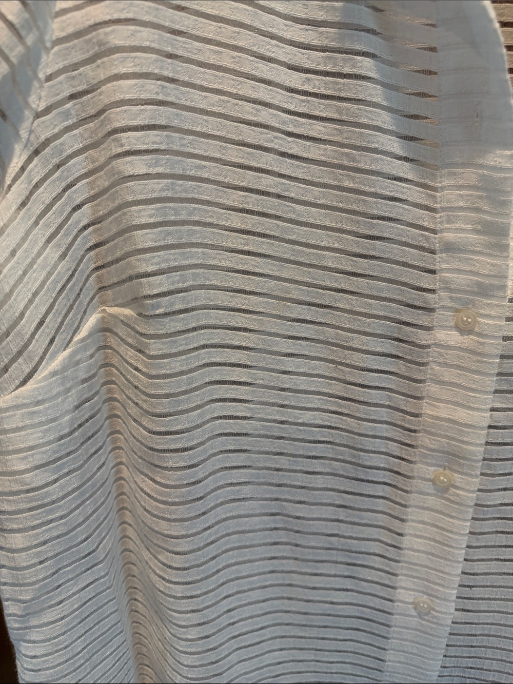 Alfani White Sheer Striped Button-Down Shirt - Picture 4 of 7